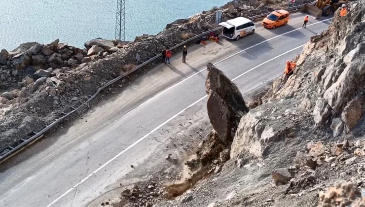Artvin’de endüstriyel dağcılar tarafından kayalar temizleniyor