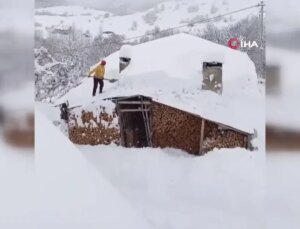 Artvin’de Köylüler 1 Metre Karı Temizlemek İçin Gece Gündüz Çalışıyor