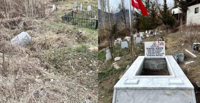 Artvin’de 9 şehit mezarı yenilendi, bayraklar göndere çekildi