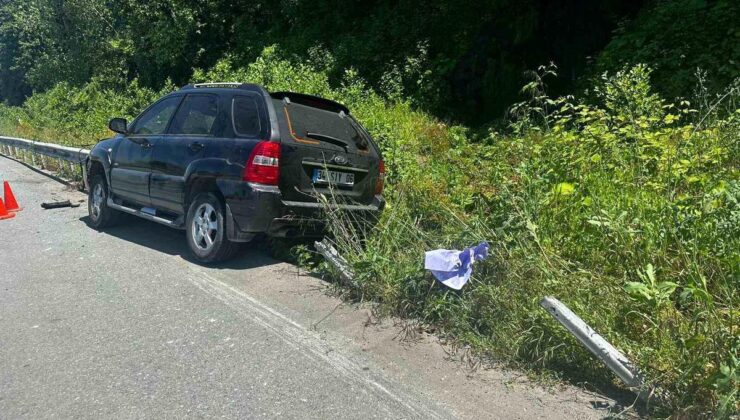 Bariyer aracın motoruna saplandı: 1 yaralı